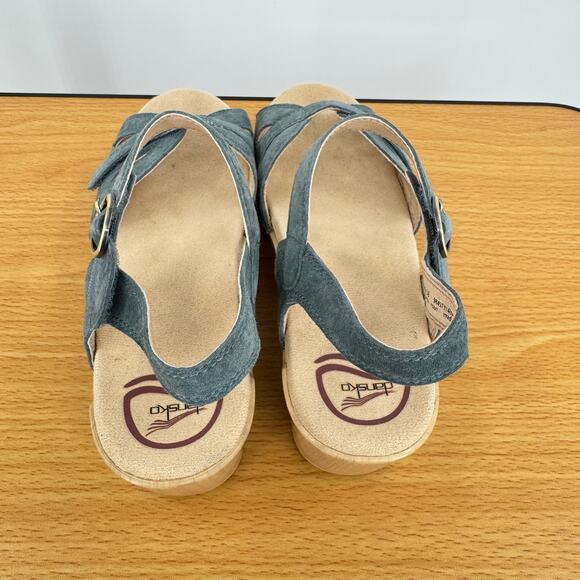 Dansko Season sandals womens 38 denim suede ankle strap heel hook and loop blue - Picture 5 of 11